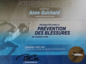 Anne Guichard - Ostéopathe D.O. - Attestation Clinique du Coureur (prévention blessure course à pied)